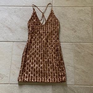 Gold sequin cocktail dress